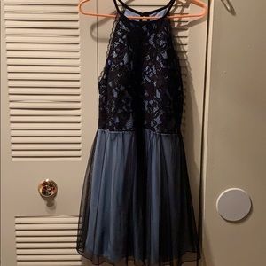 Baby blue and black lace dress